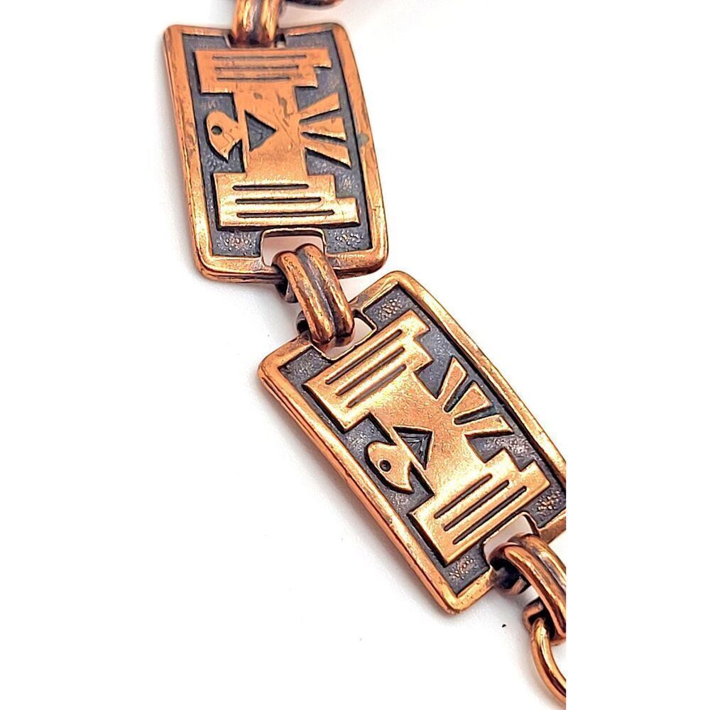 Southwestern Style Native Design Copper Tennis Braclet 7.75in